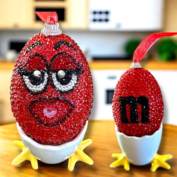 Easter Egg, Red Beaded M&M Ornament, Valentine’s Day...